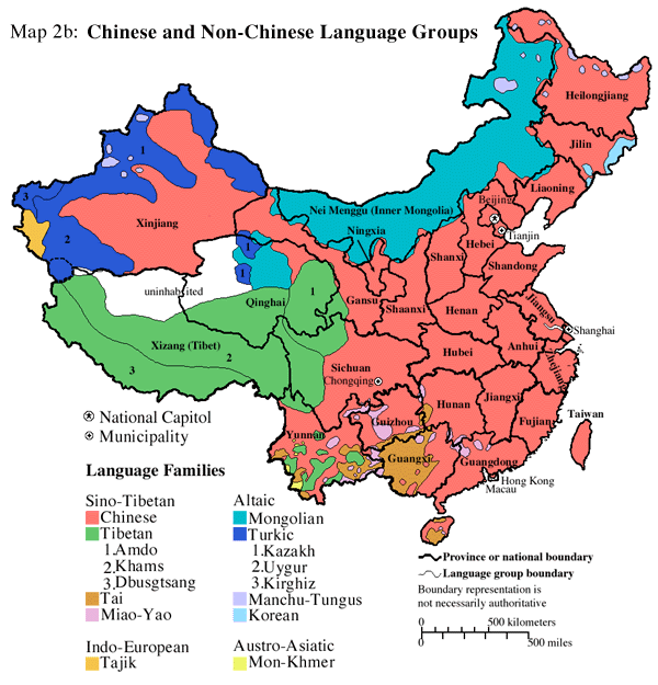 Major language groups of China